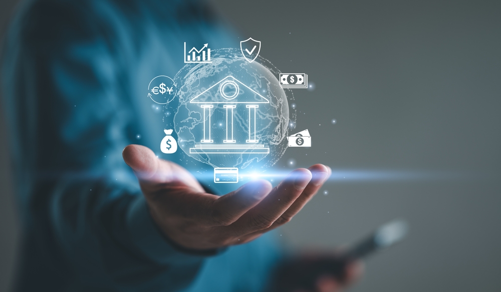 Financial,Technology,And,Digital,Banking,Concept.,Businessman,Presents,Digital,Banking